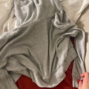 Waffle grey crop zip up